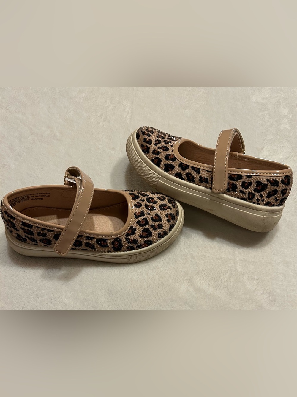 Harper Canyon Kids Leopard Print Mary Jane glittery Shoes Size 9